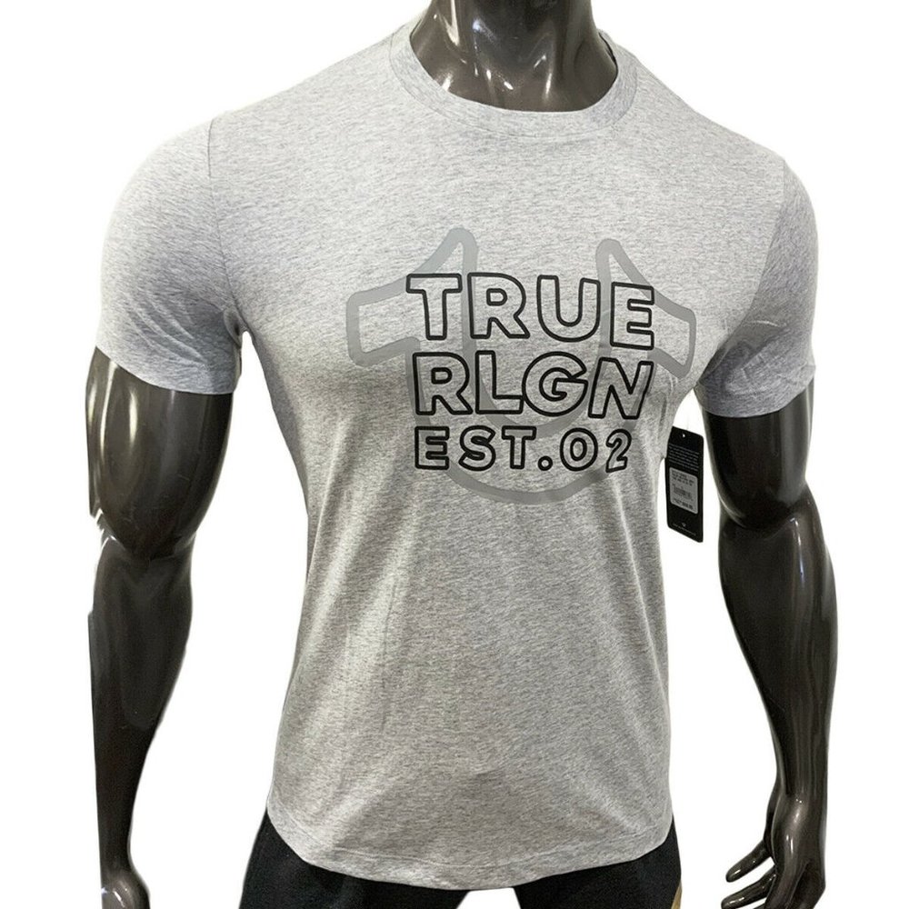NWT TRUE RELIGION AUTHENTIC MEN'S GRAY CREW NECK SHORT SLEEVE T-SHIRT SIZE L XL